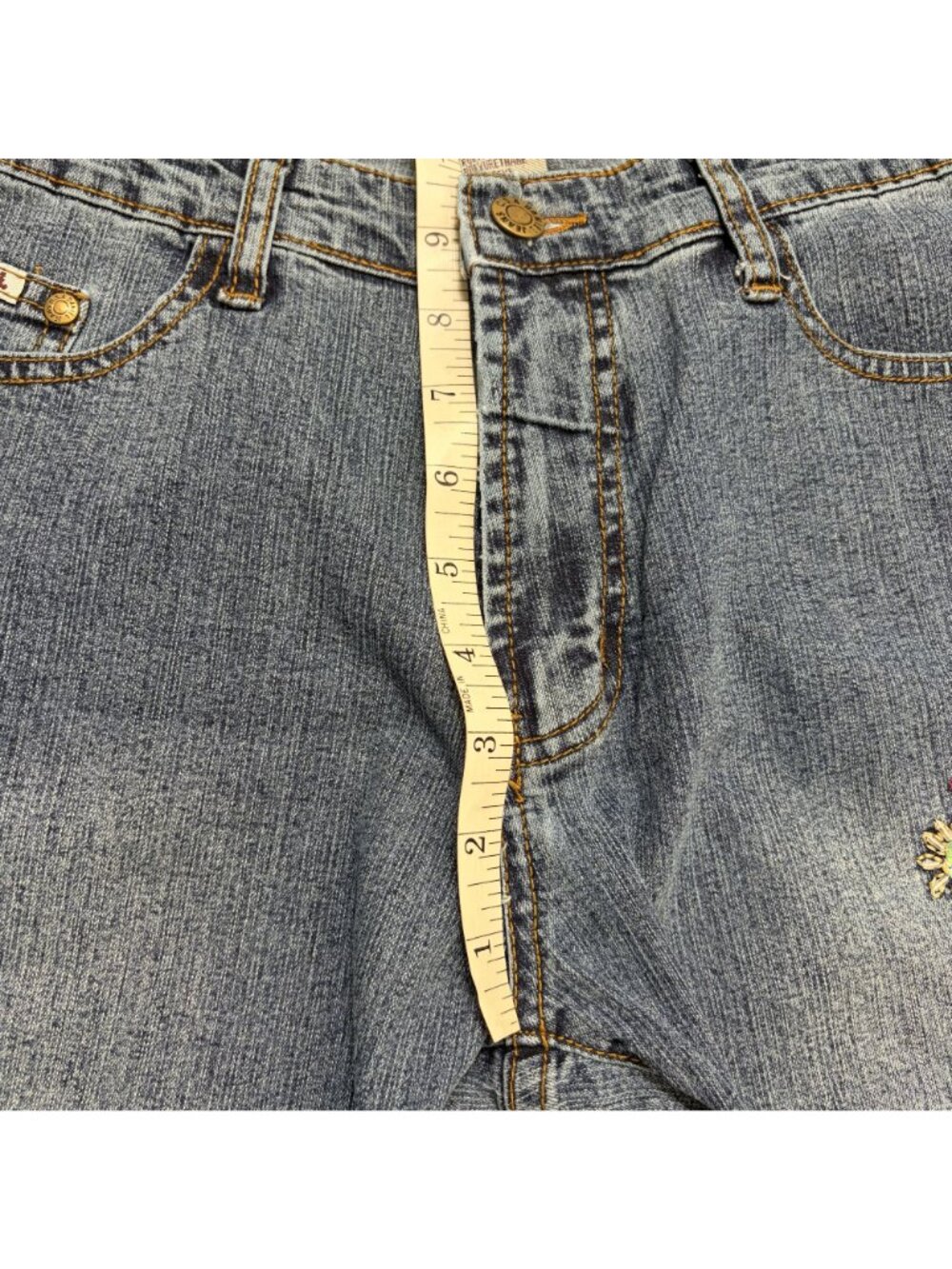 Daniel Y2K Embroidered Sequin Bootcut Jeans 11-12 Butterfly Floral Whimsy Denim - Picture 12 of 16